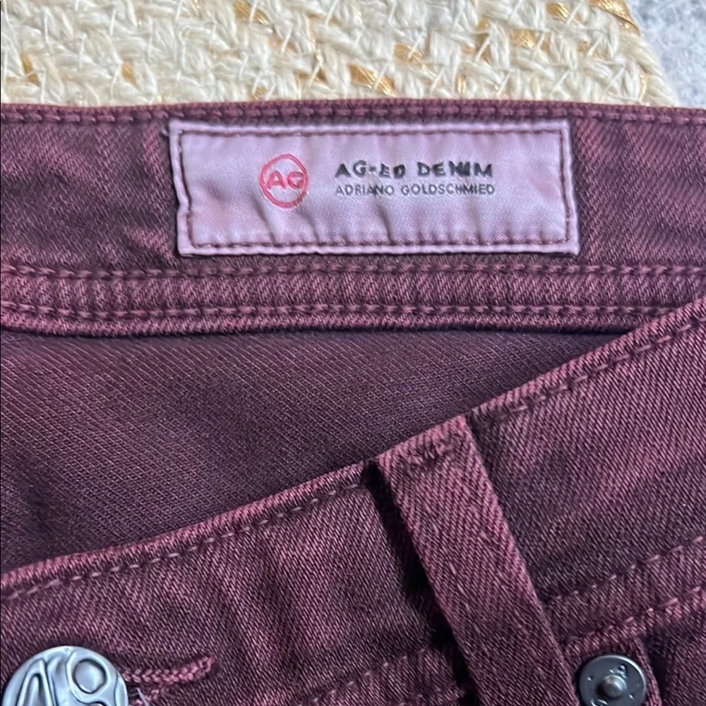 Mens Ag Adriano Goldschmied burgundy jeans size 31